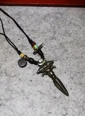 10953  藏传老利马铜普巴杵多宝项链