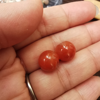 14221  新南红鼓珠一对