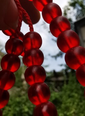 清代老红琉璃佛珠15606