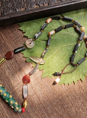 战汉高古蜻蜓眼管珠老水晶项链