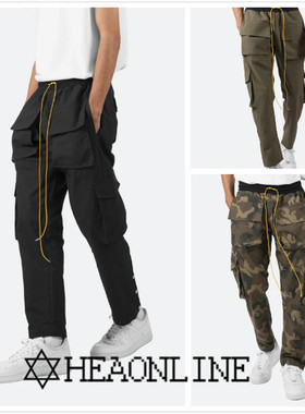 【闭店清货HEA】潮牌美国mnml多口袋抽绳迷彩工装裤男ins宽松