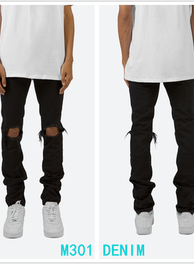 【闭店清货HEA】美国MNML破洞牛仔裤男直筒修身小脚X11 X1 X43