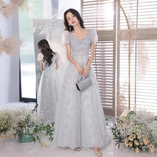 法式气质晚礼服女秋季新款小众甜美成人礼毕业典礼礼服裙长款显瘦