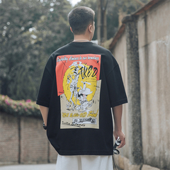 Summer back cartoon Large Print short sleeve T-shirt (100% cotton)