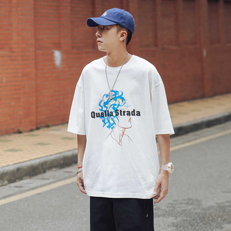 Summer creative cartoon print round neck short sleeve T-shirt (100% cotton)