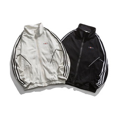 Spring stripe stitching cardigan coat cotton