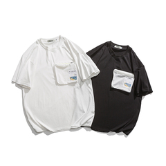 Summer three dimensional pocket short sleeve T-shirt cotton