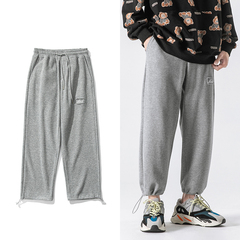 春季字母繡花抽繩休閒褲棉滌