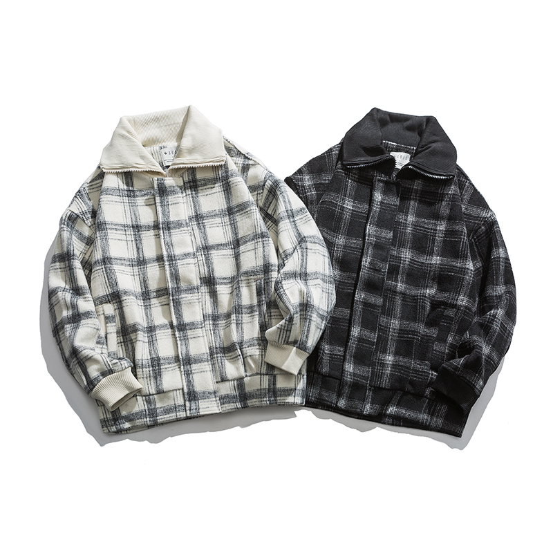 Winter Youth tweed plaid coat wool polyester