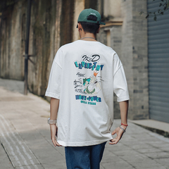 Summer cartoon letter print short sleeve T-shirt (100% cotton)