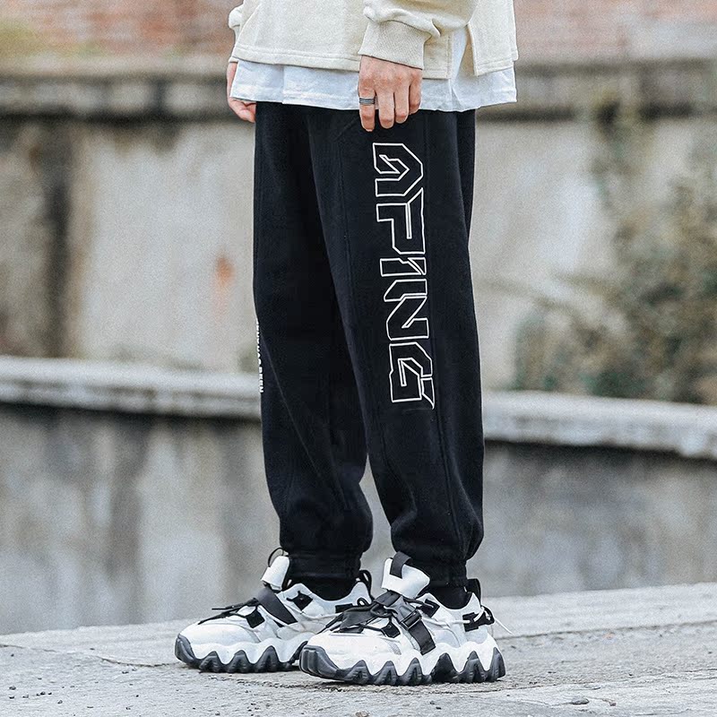 Winter Plush letter printed casual pants (100% polyester)