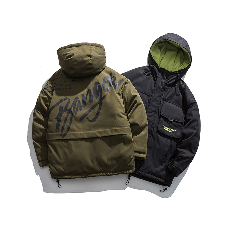 連帽字母棉服棉衣外套聚酯纖維