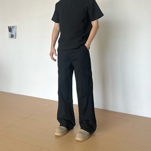 复古做旧工装 口袋伞兵裤 裤 复古潮小众宽松直筒阔腿裤 美式 BBC