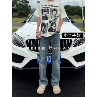 美式复古水洗做旧牛仔裤