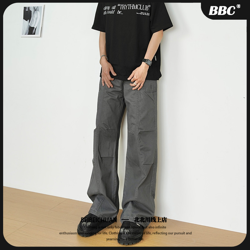 【多口袋】复古水洗做旧工装裤