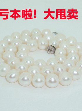 仙朵丽拉特价包邮剩余几件9-10mm圆形白色天然珍珠项链925银扣女