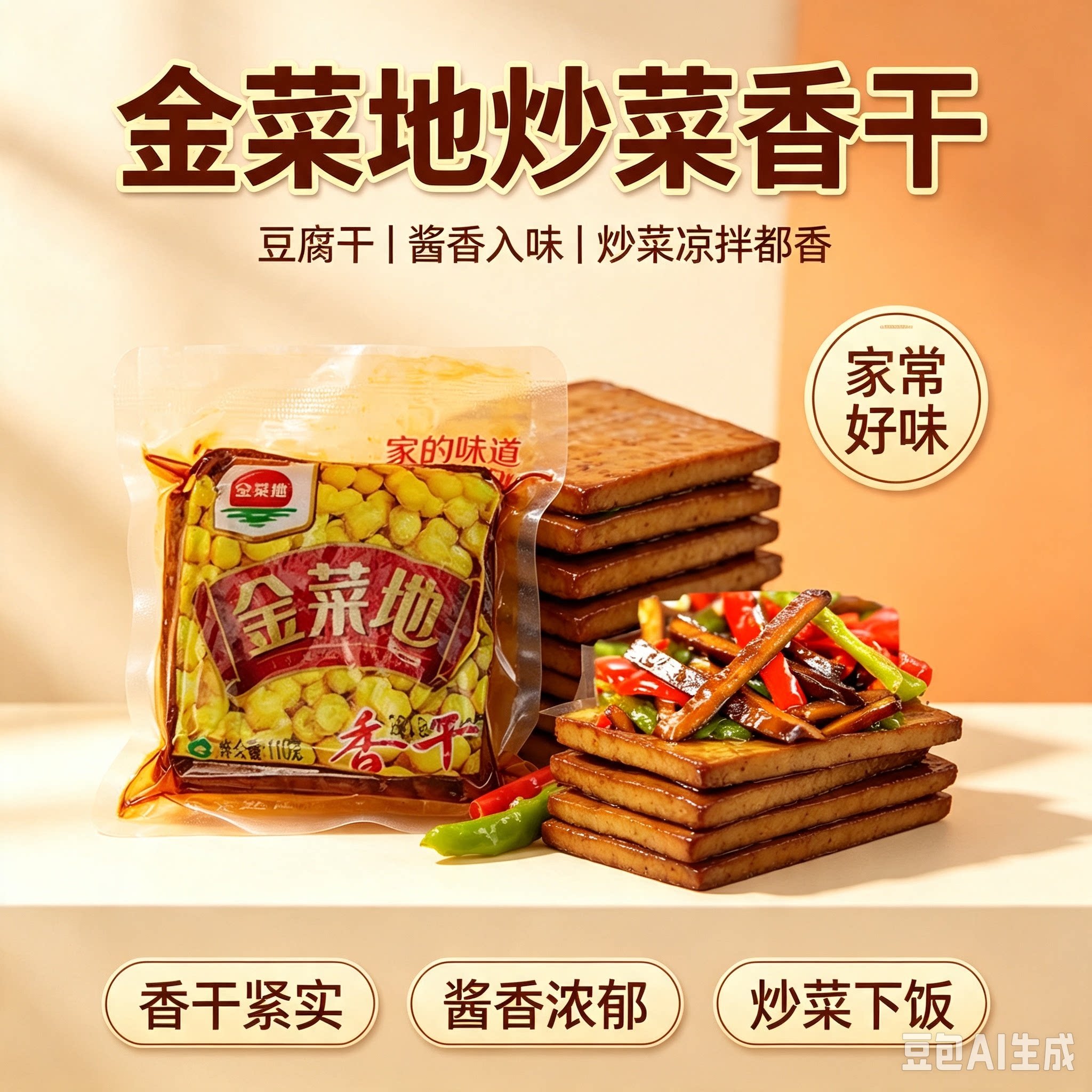 安徽特产金菜地茶干原味豆腐干素香干炒菜方便速食包邮