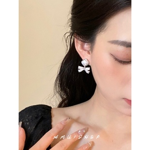 设计感方形珍珠银针耳环无耳洞耳夹 月光 A.MU 爱丽丝