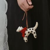 尼泊尔手工制作羊毛毡红围巾斑点小狗狗包包挂件男女可爱车挂绳