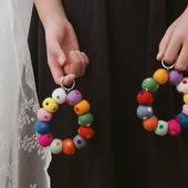 纯手工小众彩色手环式 挂件包挂手机挂饰小号包包羊毛毡球球口红包