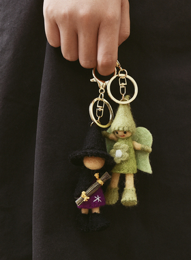 小众小巫女挂件个性潮黑色金属扣绿色精灵包挂小号手工成品女礼物