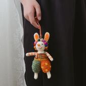 高品质精美彩色小丑包挂大号挂件女汽车挂饰兔子尼泊尔手工羊毛毡