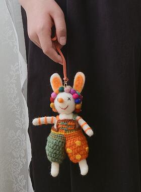 高品质精美彩色小丑包挂大号挂件女汽车挂饰兔子尼泊尔手工羊毛毡
