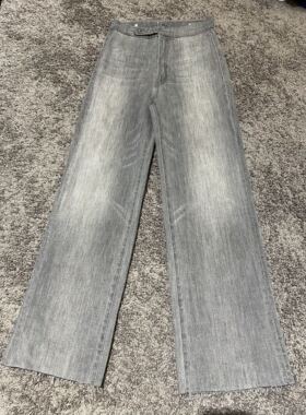 BENAO港味阔腿牛仔裤女2020秋季新款高腰直筒显瘦拖地长裤8566