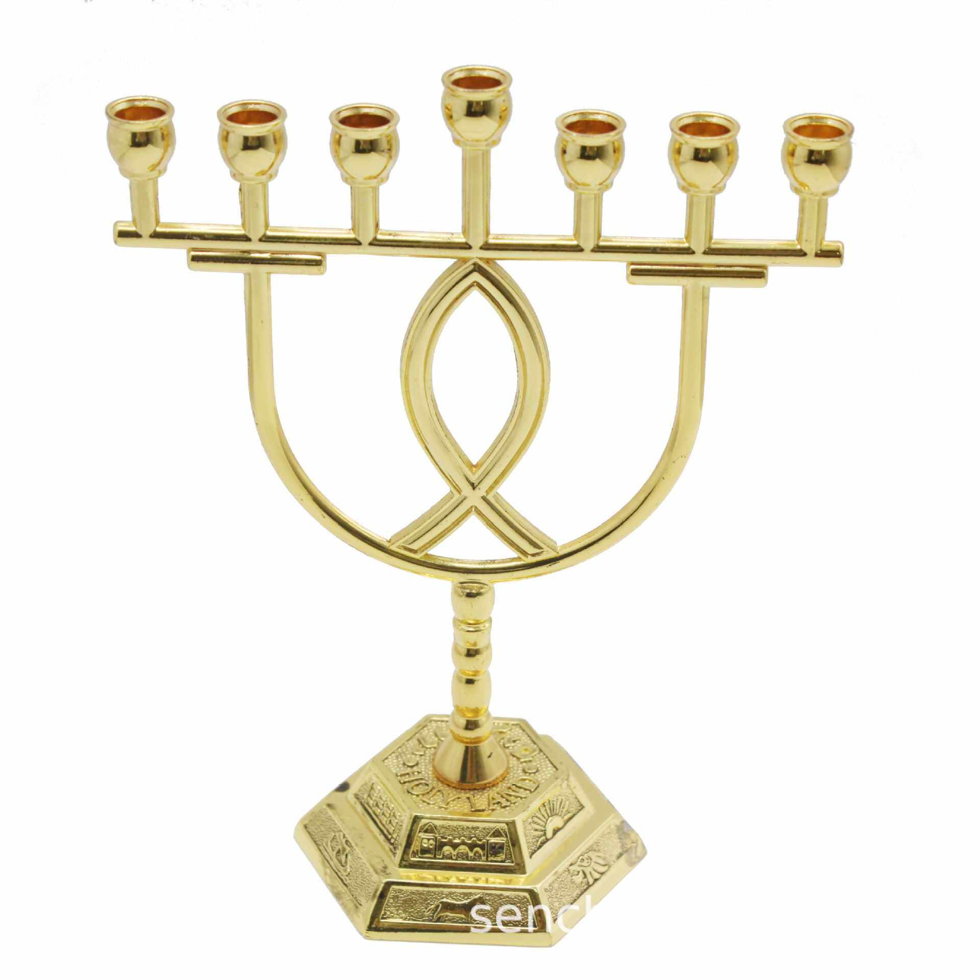 锌合金烛台 七头金灯台 鱼形烛台家居礼品摆件