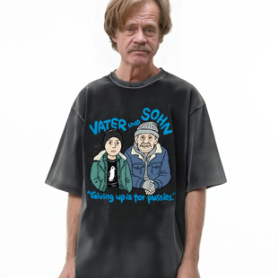 复古短袖 只有孬种才会选择放弃 弗兰克卡尔手绘卡通印花t恤美式