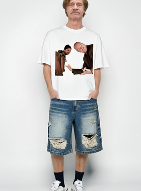 frank之家 老白小粉 绝命毒师印花纯棉短袖T恤男夏季挺阔上衣重磅