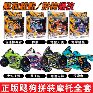 搜狗飞车男孩惯性赛车玩具神恩原子能极速先锋 爱动飕狗摩托车拼装