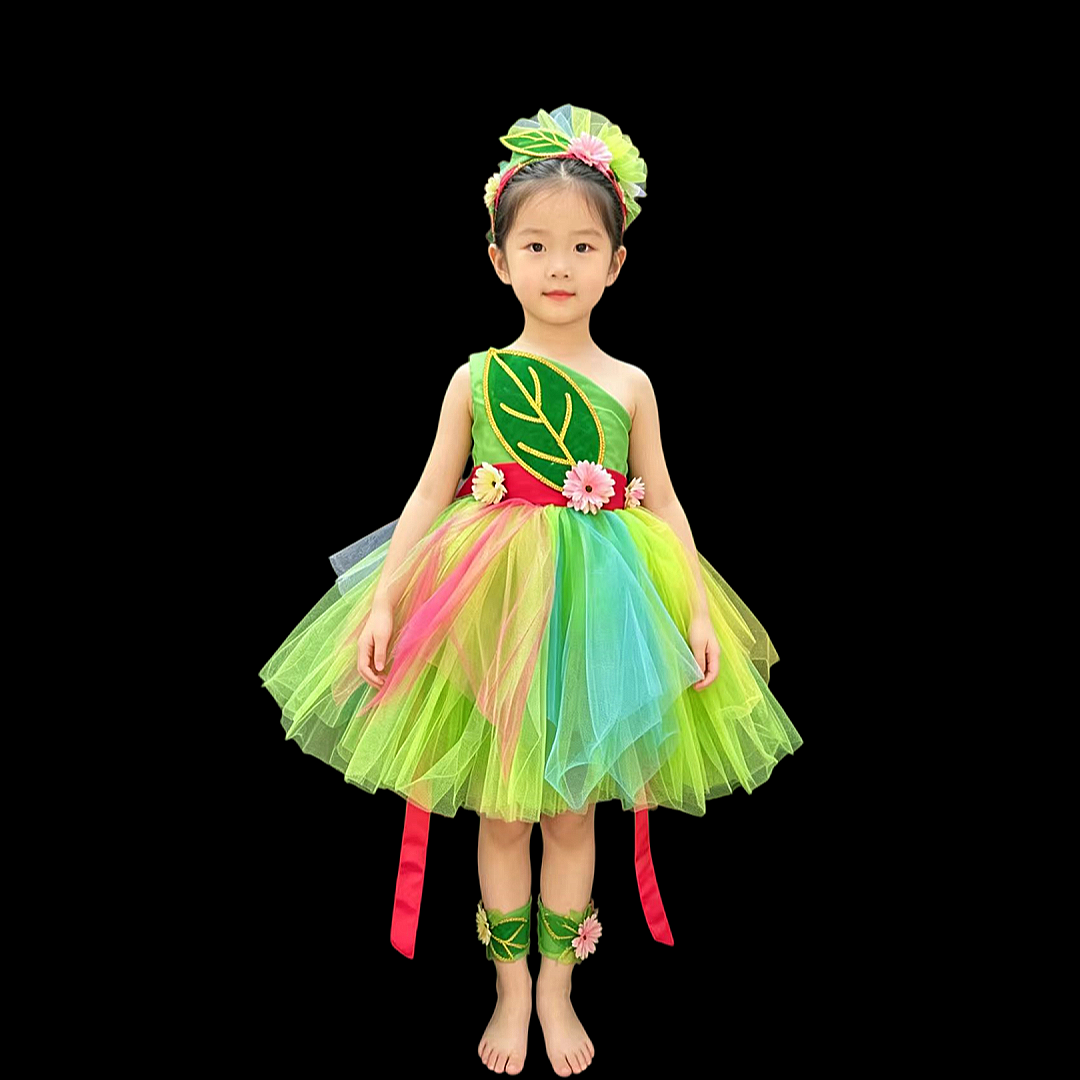 女童叶子花朵表演服幼儿春晓