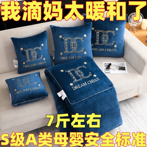 新款加绒加厚冬款双面Aa类牛奶绒抱枕被子靠垫枕头被车载办公午休