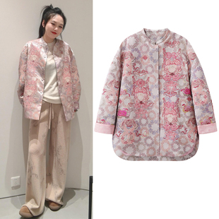 刘雯同款国风外套2026春季新款复古重工提花刺绣立领开衫上衣女