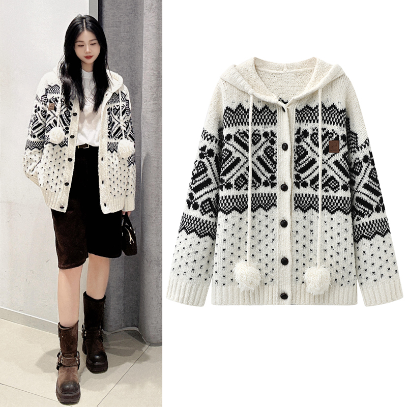 毛衣外套连帽针织开衫上衣女