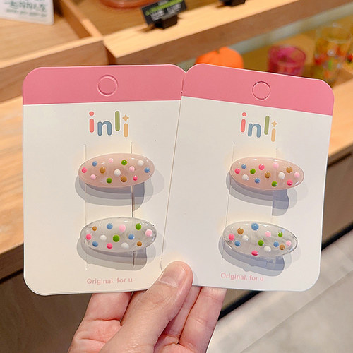 韩国儿童波点椭圆泫雅风发夹宝宝侧边刘海夹碎发夹夏季小清新发卡