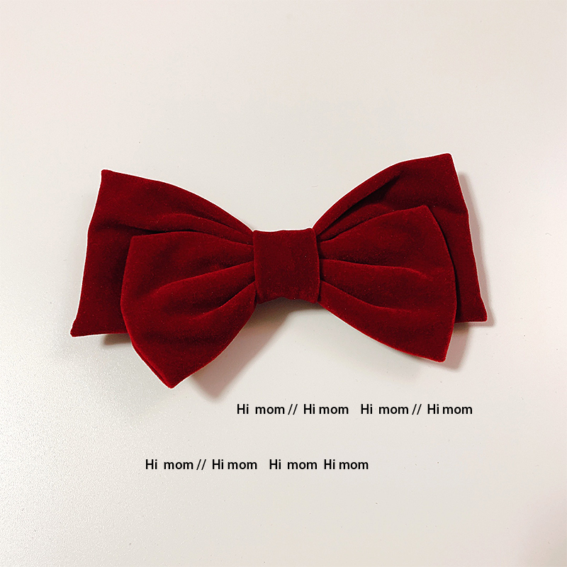 蝴蝶结后脑勺刘海夹子红色绒夹子