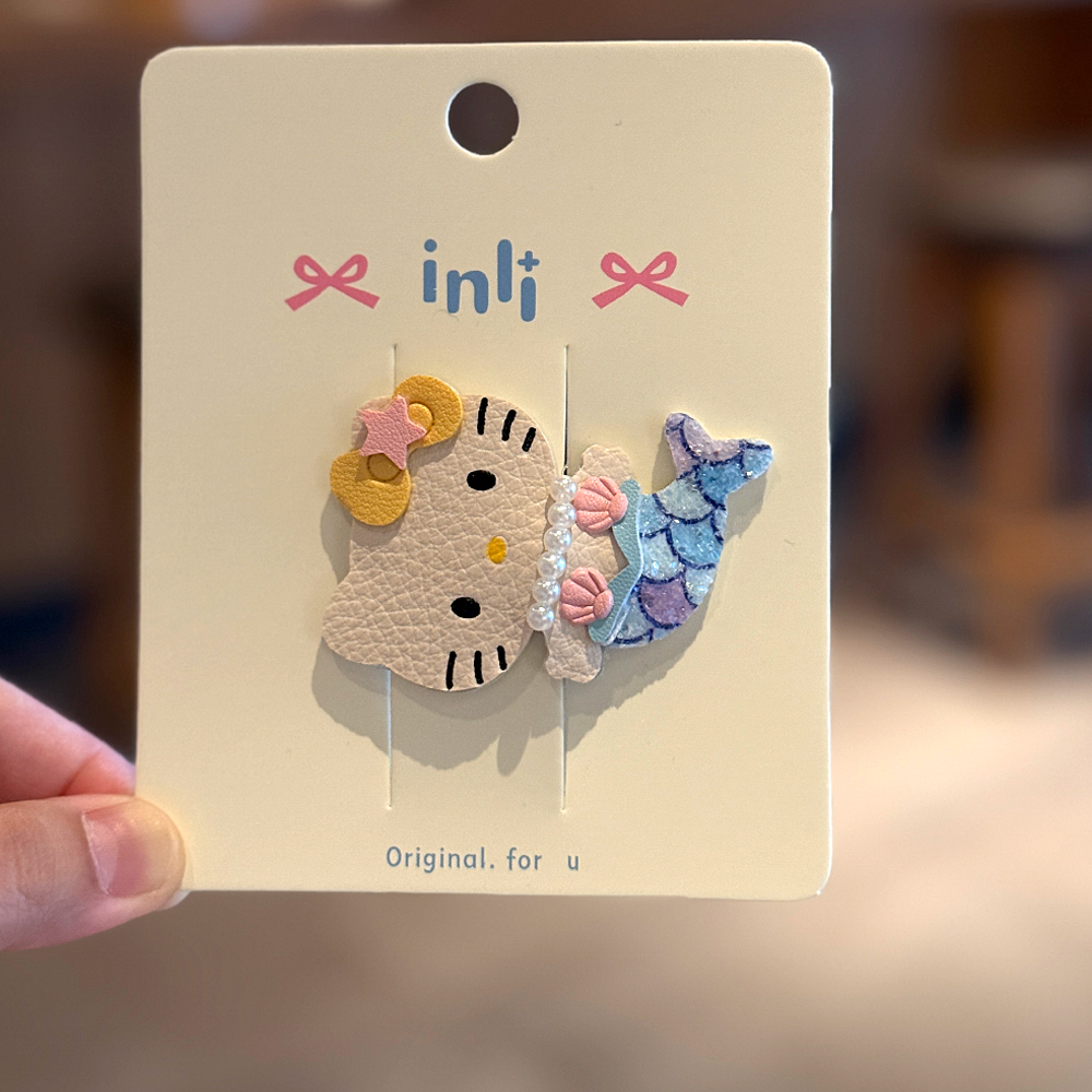 韩版可爱彩色KT猫BB夹美人鱼儿童发夹小女孩刘海侧边夹摆拍发饰