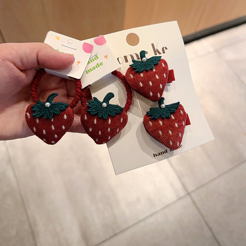 儿童发夹女童甜美可爱草莓发卡小女孩宝宝侧边夹宝宝碎发夹头绳女