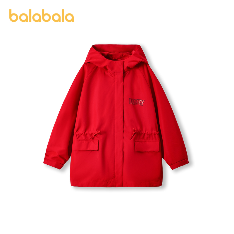 巴拉巴拉女童外套中长款冲锋衣潮