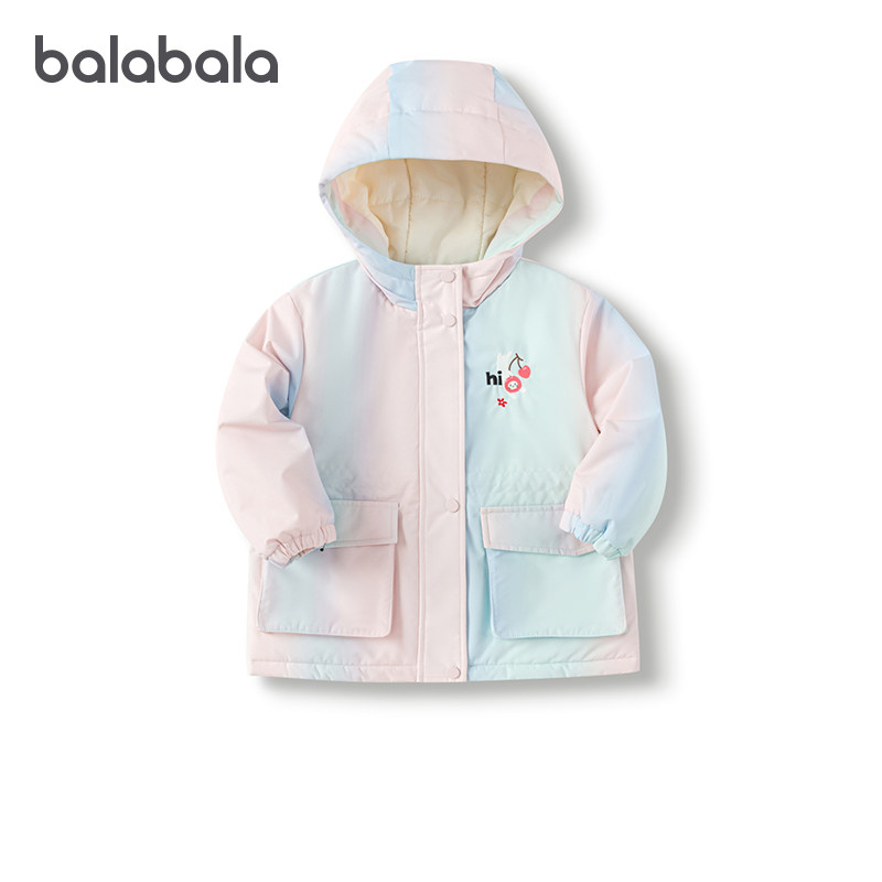 巴拉巴拉女童棉服儿童薄款连帽外套宝宝夹棉上衣冬季新款防水童装