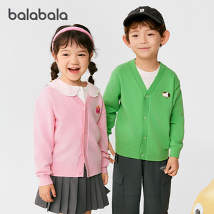 巴拉巴拉男童毛衣儿童红色针织开衫女童外套2025秋装新款小童上衣