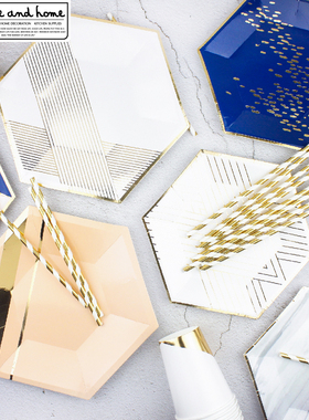 Felice Fazy烫金欧美一次性纸盘ins生日派对节日装饰蛋糕摆台野餐