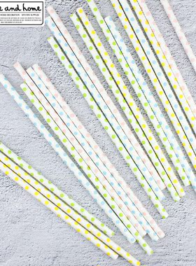 Felice fazy 创意环保纸吸管一次性清新派对装饰粉色七彩小点儿童