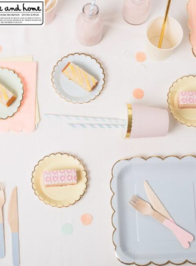 Felice Fazy一次性纸盘 野餐野炊盘派对餐具户外餐具彩色儿童生日