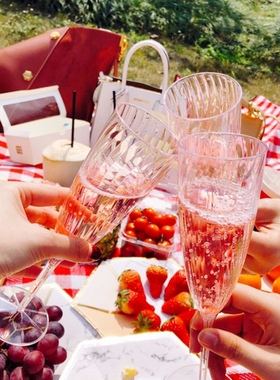 一次性塑料香槟杯野餐户外高脚杯气泡水鸡尾酒红酒杯酒吧聚会免洗