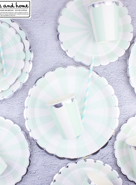 花瓣盘一次性生日派对餐盘 party聚会野餐蛋糕彩色纸盘子餐具套装