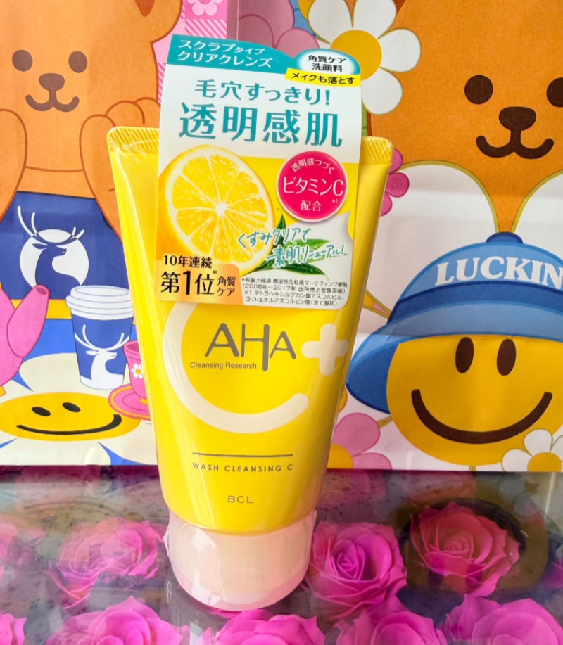 日本本土版BCL AHA果酸vc洗面奶清洁含磨砂颗粒柑橘清香新品120g