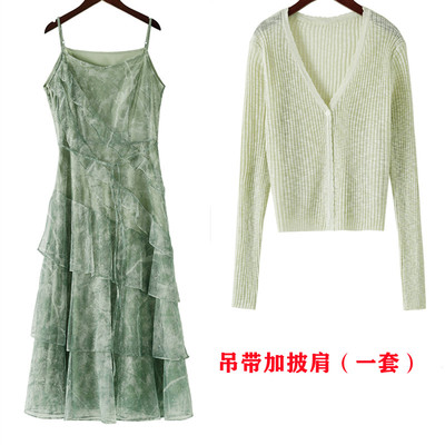 新款网纱拼接吊带连衣裙